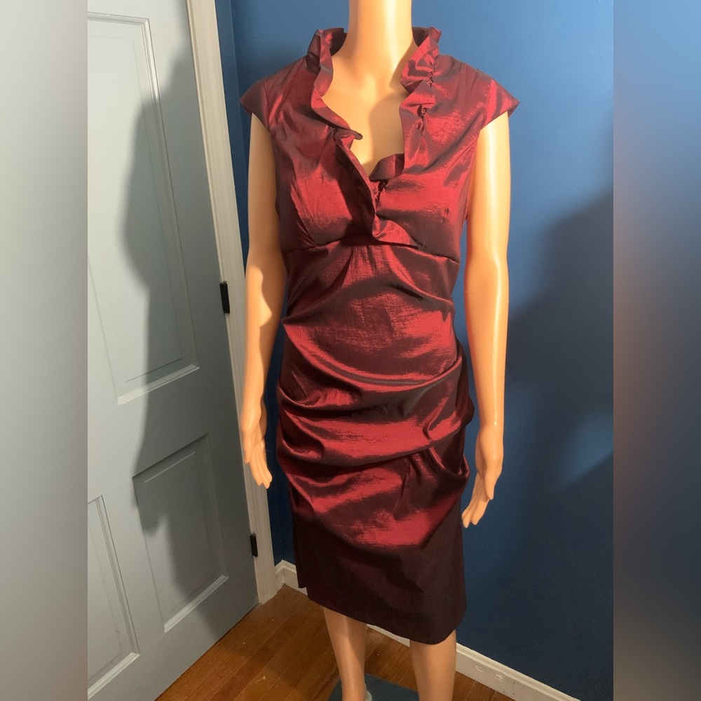 Elegant Burgundy Ruffle Dress